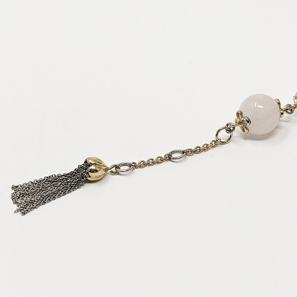 chapal zenray sterling silver gold two tone rose quartz bead bracelet 925 - Picture 8 of 10